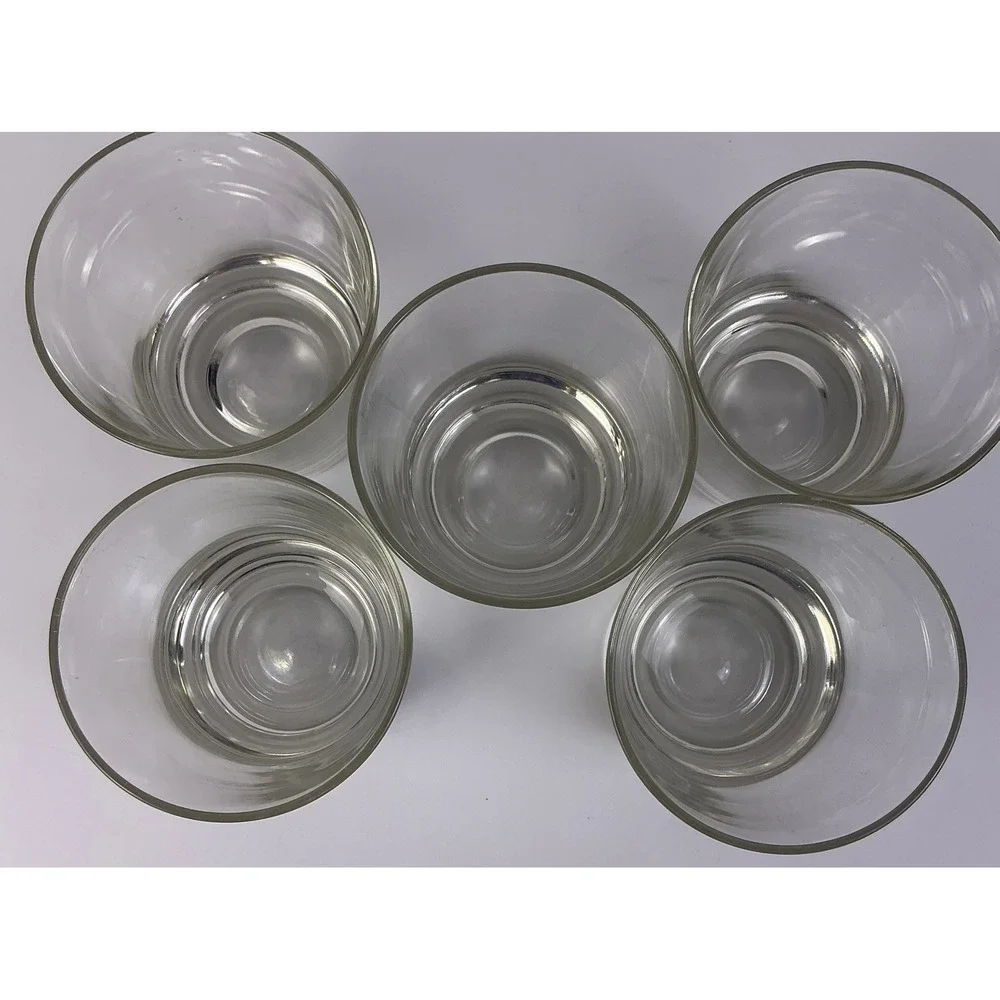 Set of 5 Clear Glass‎ Tumblers Heavy Base Drinking Glasses